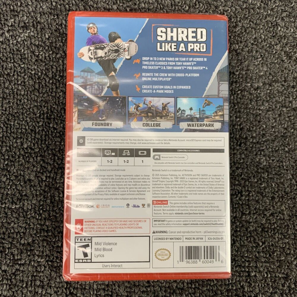 Tony Hawk Pro Skater 3+4 for Nintendo Switch 2 New Video Game - Picture 2 of 2